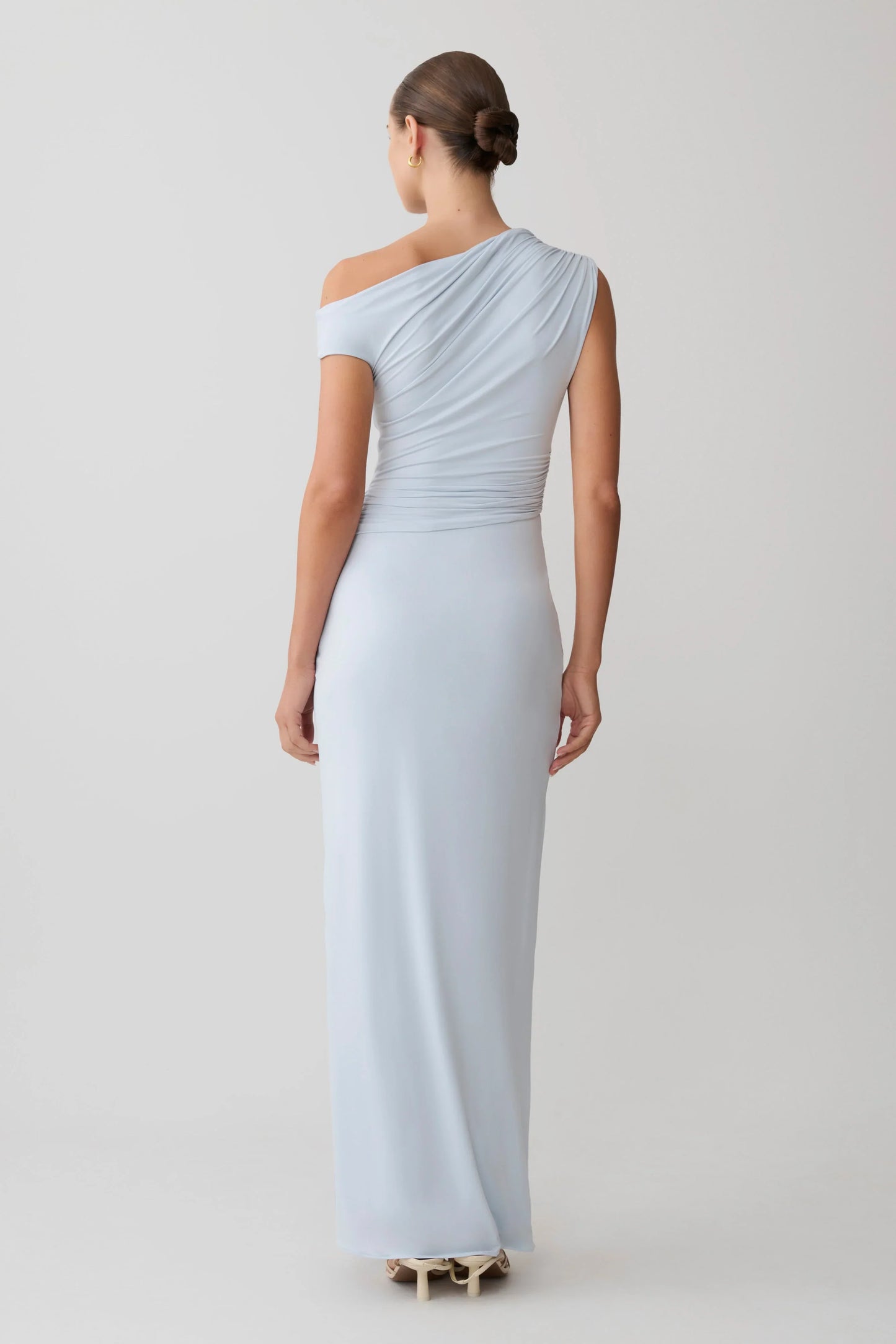 Alyn Off Shoulder Draped Maxi Dress Pale Blue