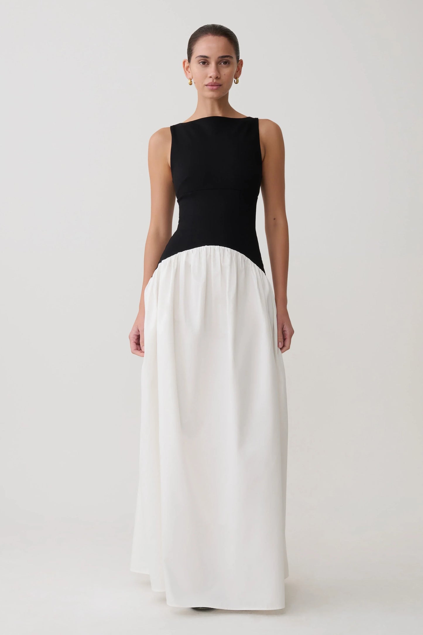 Acacia Contrast Sleeveless Maxi Dress Black White