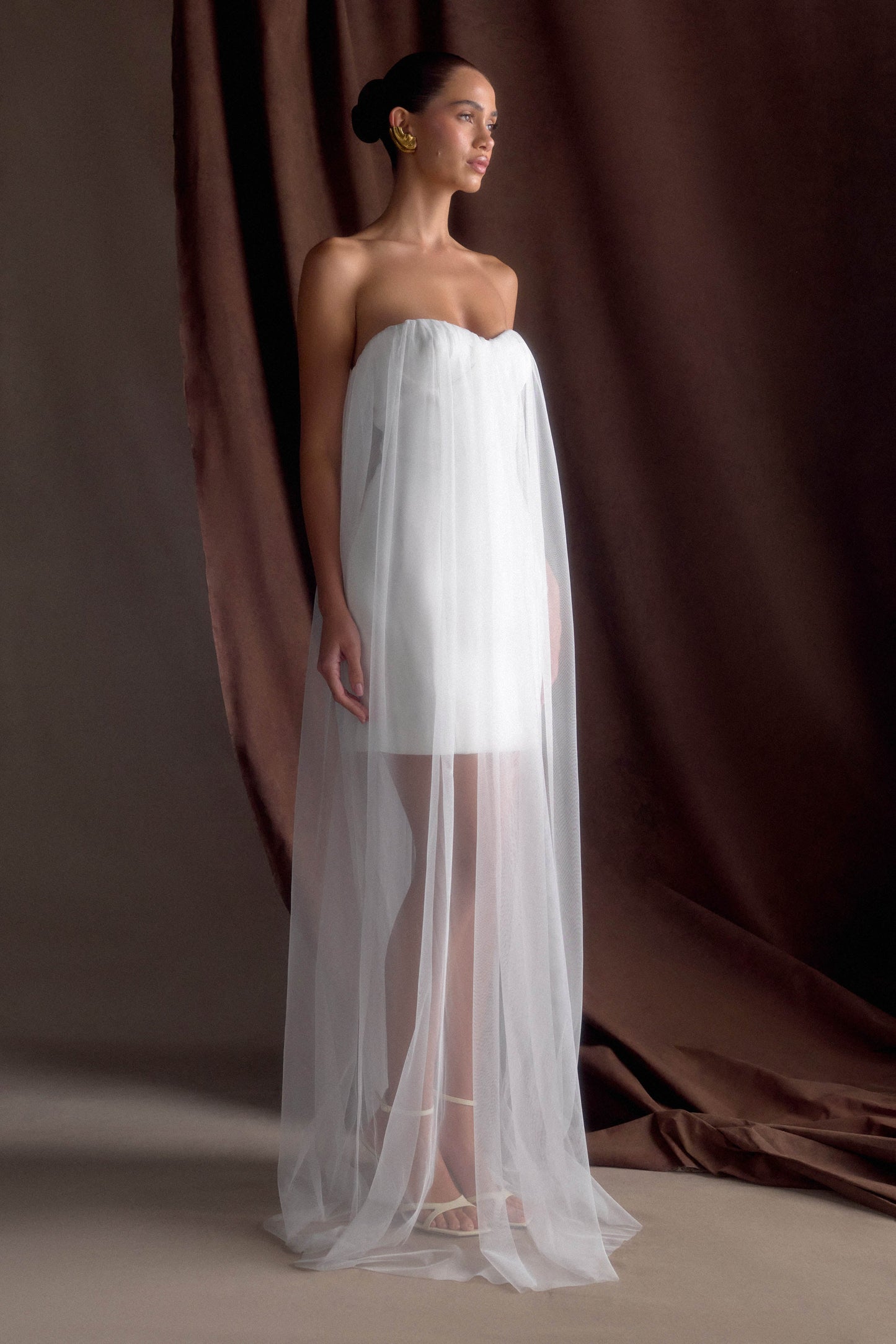 Bettany Chiffon Strapless Maxi Dress White