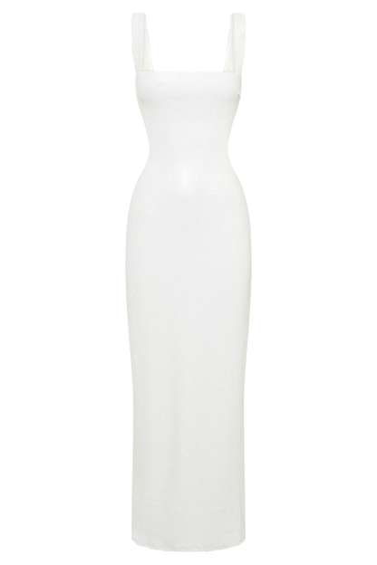 Adoria Sequin Cut Out Maxi Dress White