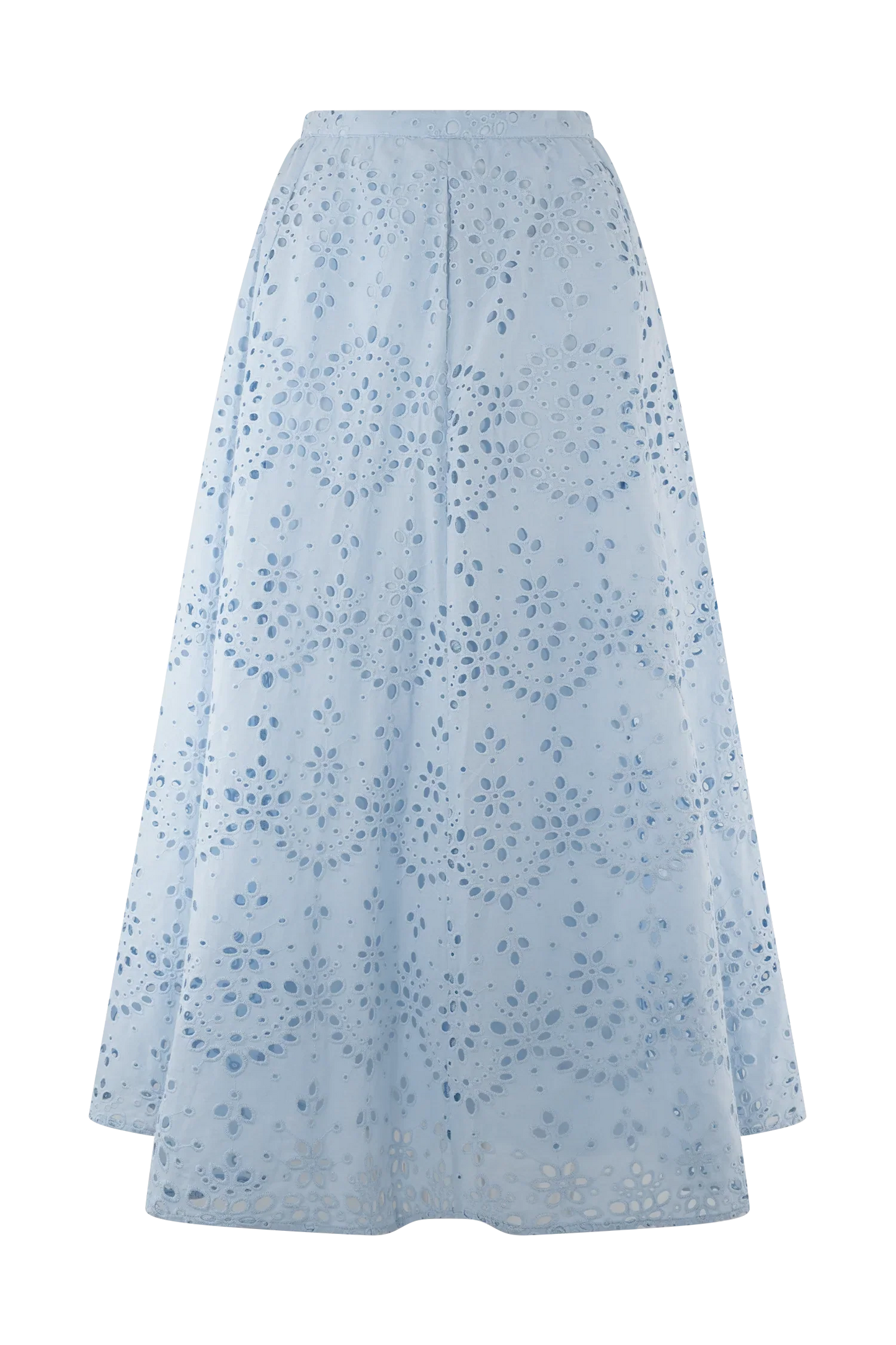 Arla Broderie Midi Skirt Pale Cornflower Blue