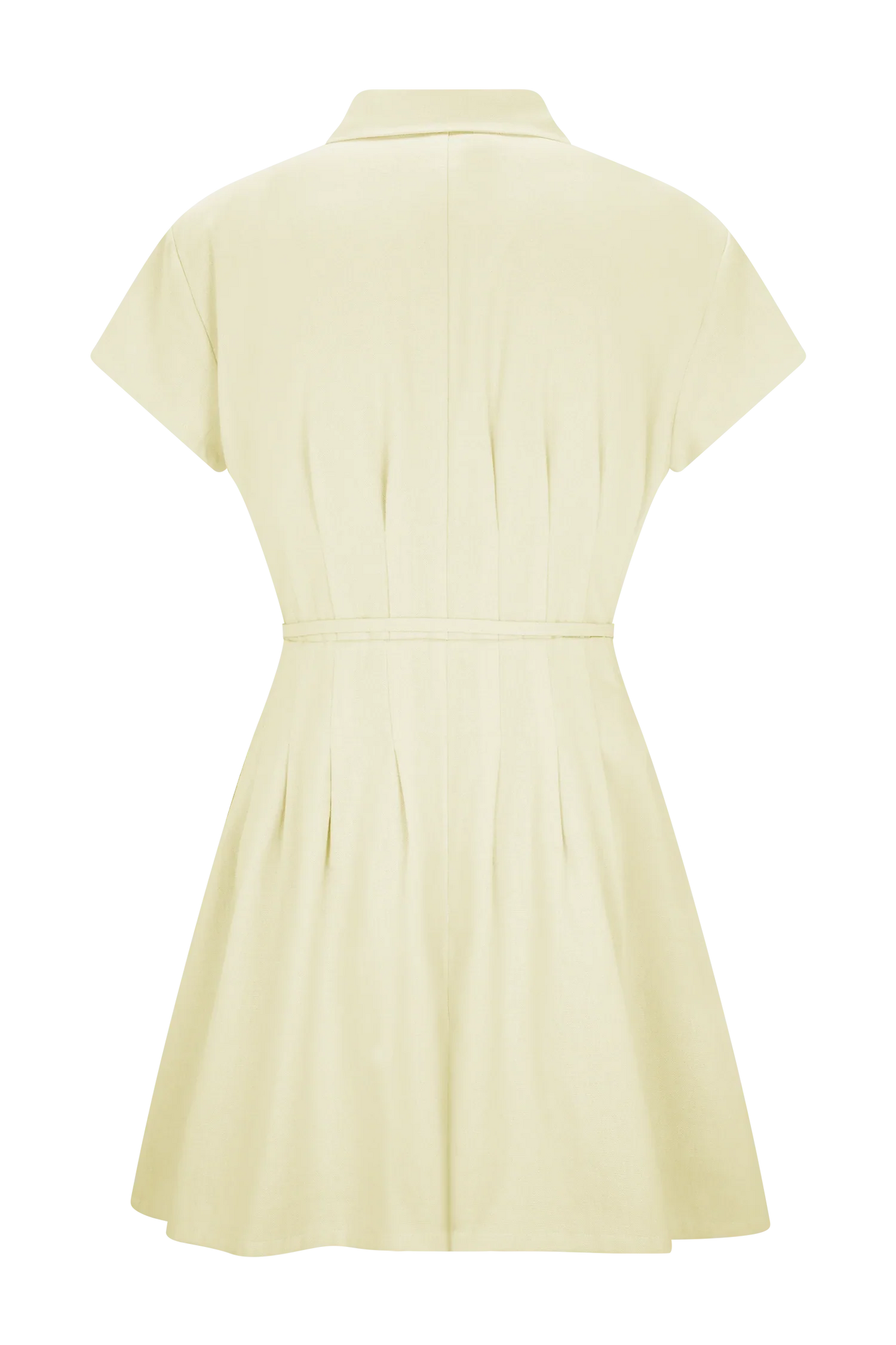 Aysha Buttoned Linen Mini Dress Lemon