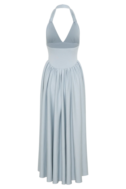 Angelina Scuba Halter Midi Dress Pale Blue