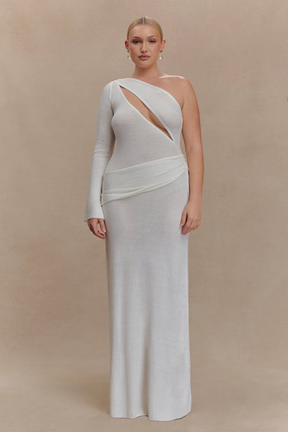 Alexius One Shoulder Knit Maxi Dress Ivory