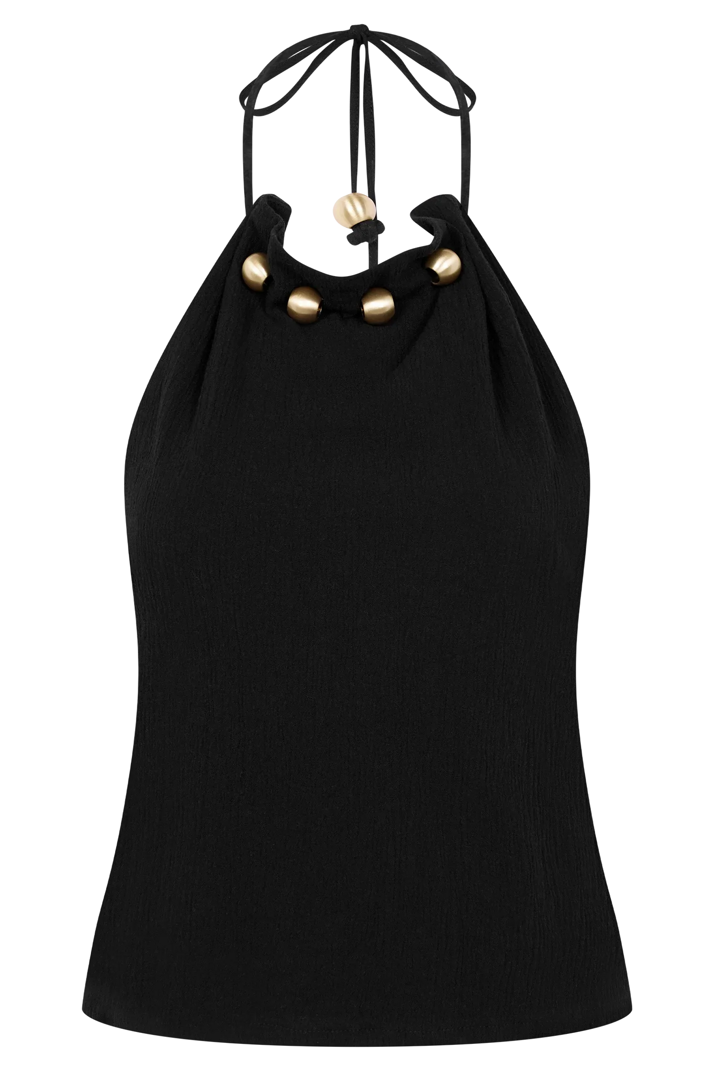 Abeda Cotton Top With Hardware Black