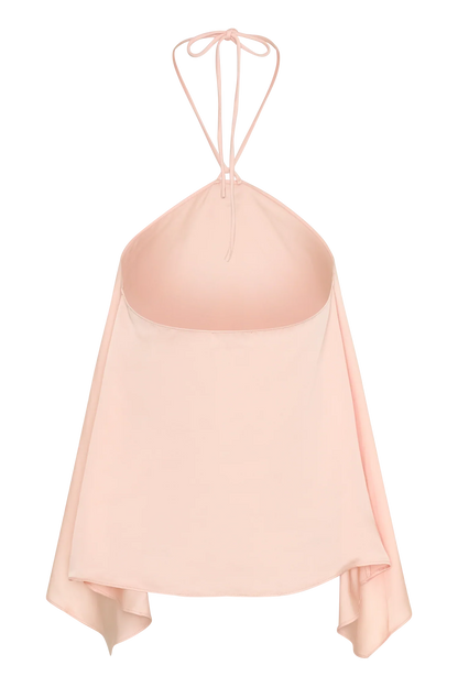 Adelaide Draped Satin Halter Top Peach
