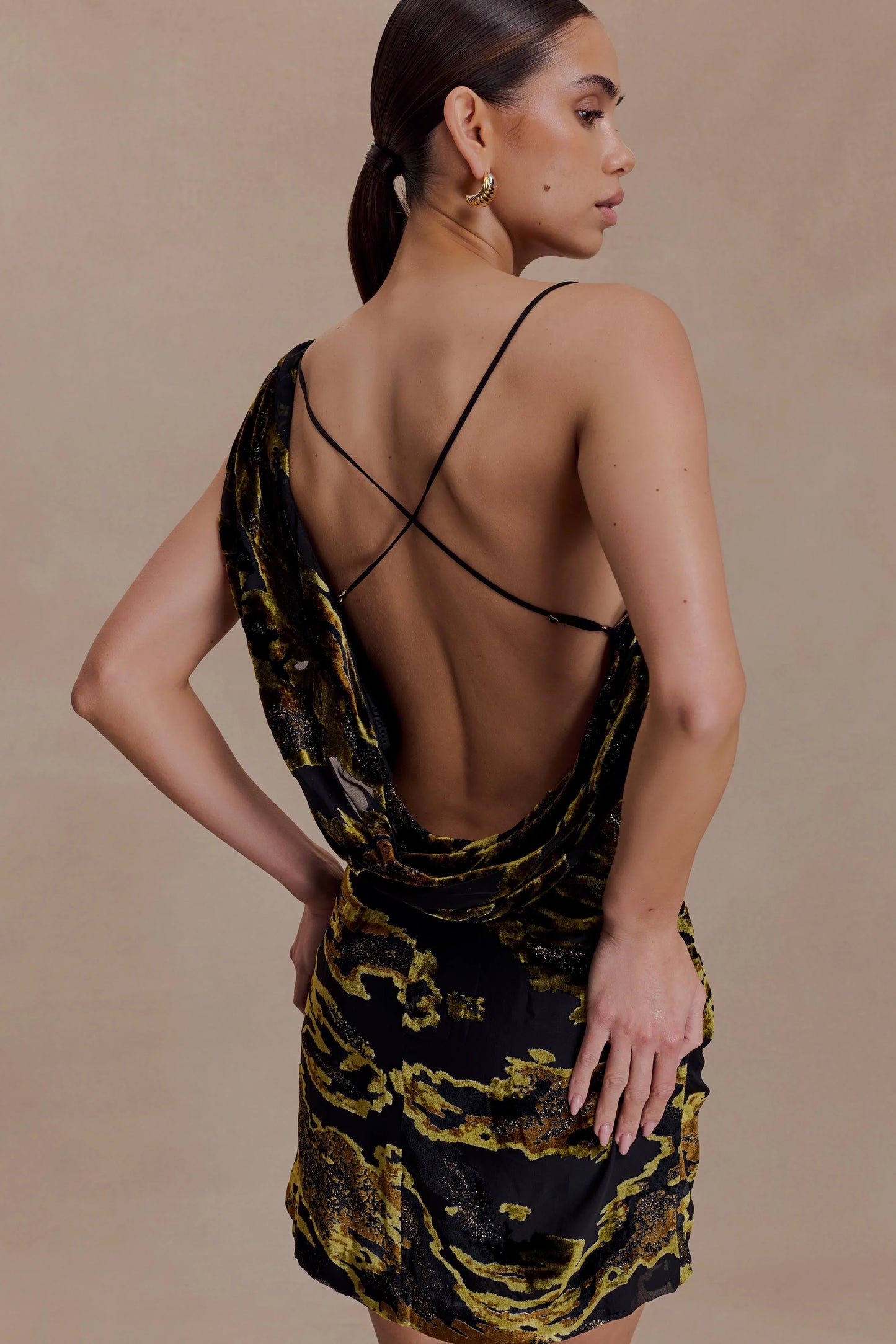 Ayana Cross Back Mini Dress Velvet Burnout