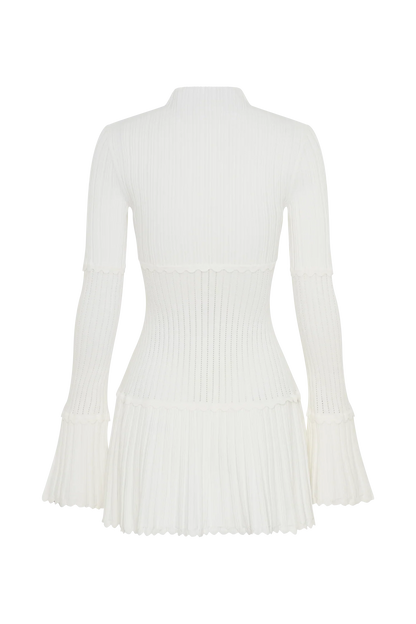 Adena Pointelle Knit Mini Dress Ivory