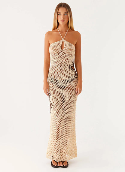 Aster Crochet Maxi Dress Pastel Yellow
