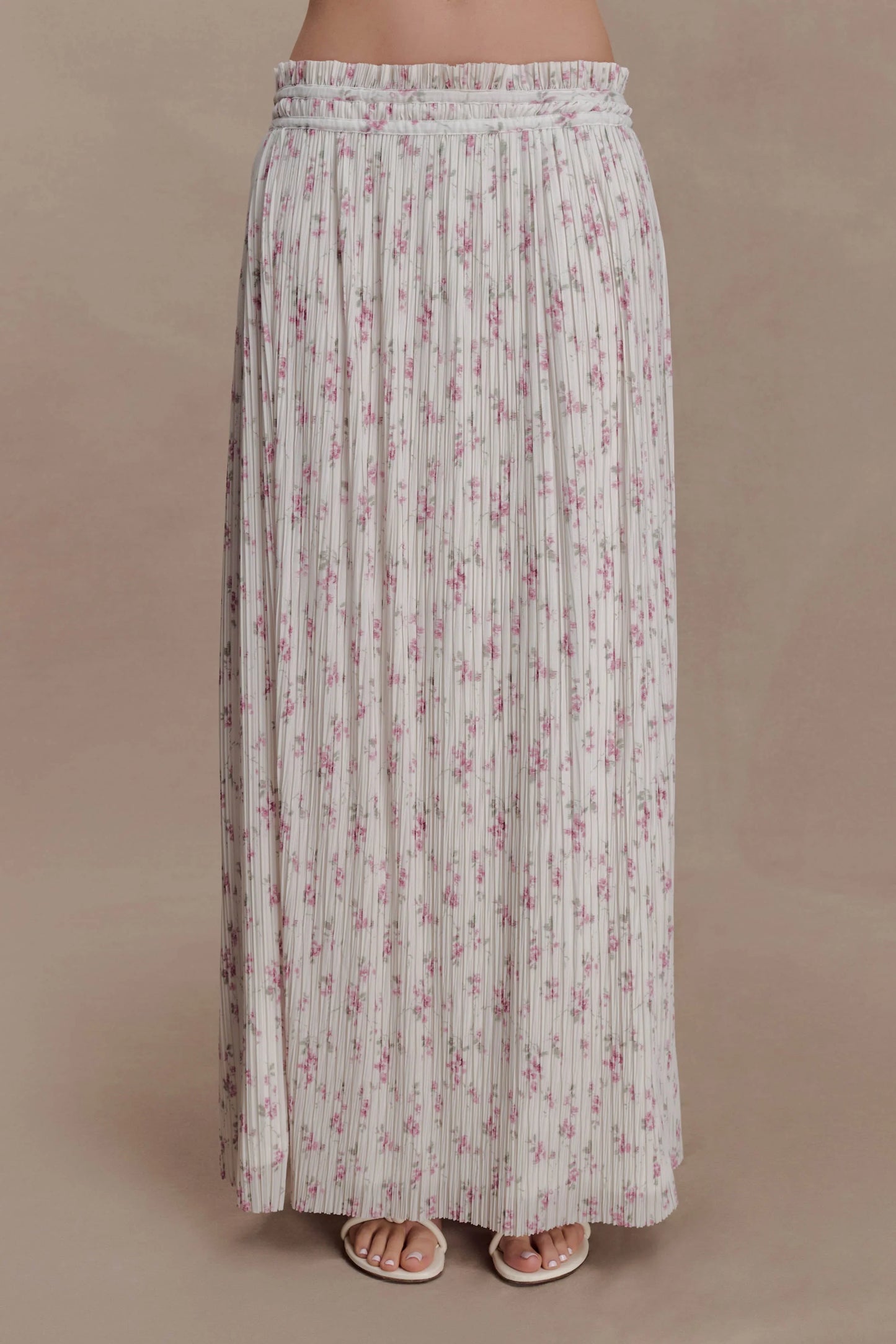 Amaris Gathered Plisse Maxi Skirt Floral Ditsy Print