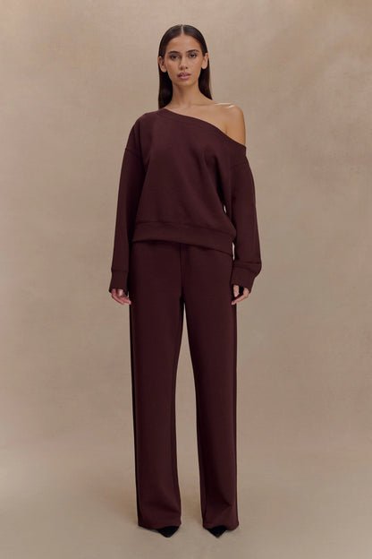 Aiden Slouchy Crew Jumper Chocolate