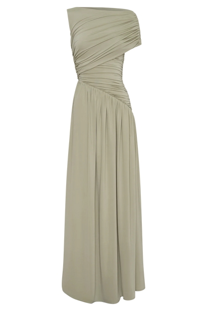 Ayeshya Slinky Asymmetric Maxi Dress Sage