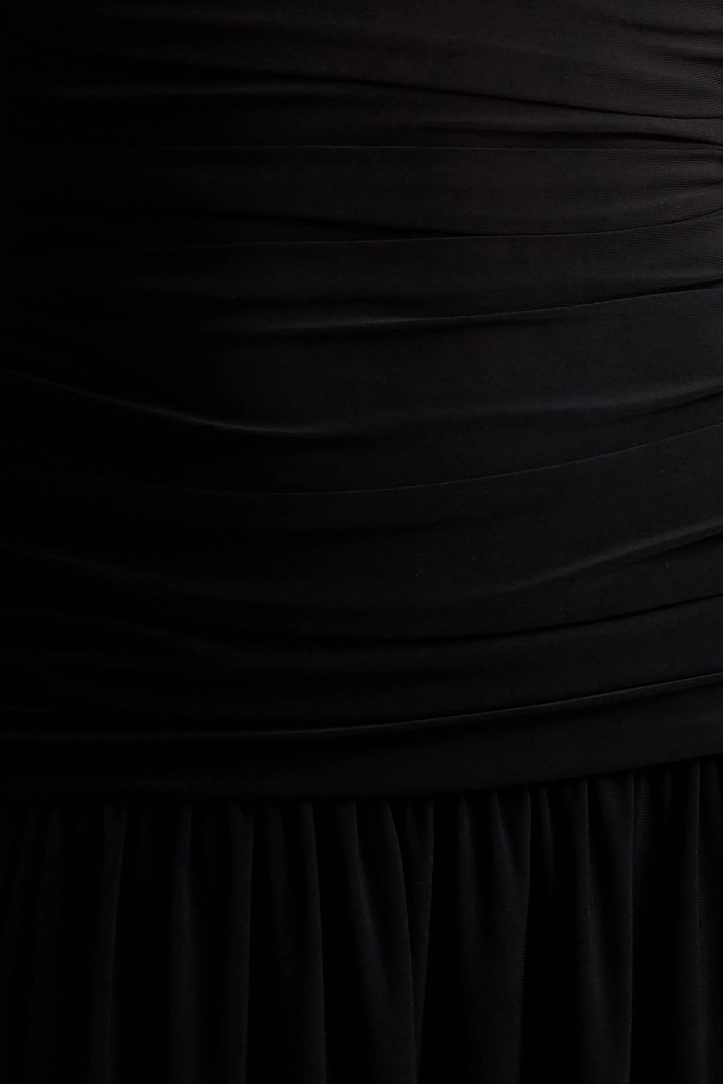 Aniyah Black High Neck Maxi Dress With Ruched Detailing