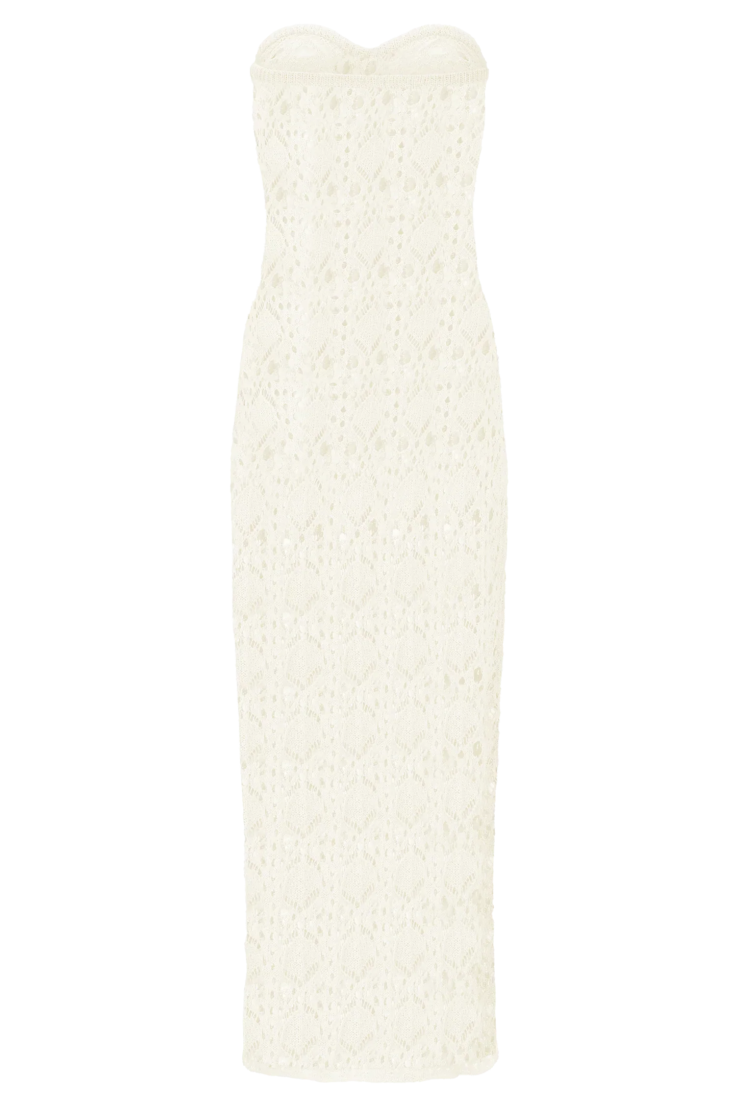 Aeline Strapless Crochet Knit Top Ivory