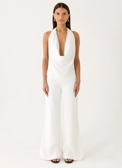 Ashika Studded Pants White