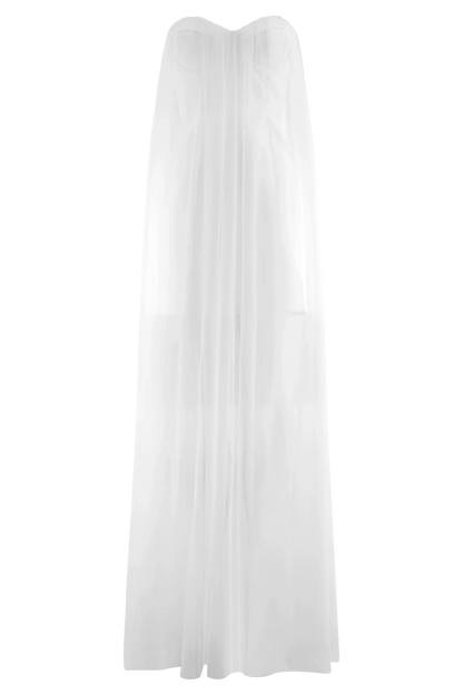 Bettany Chiffon Strapless Maxi Dress White