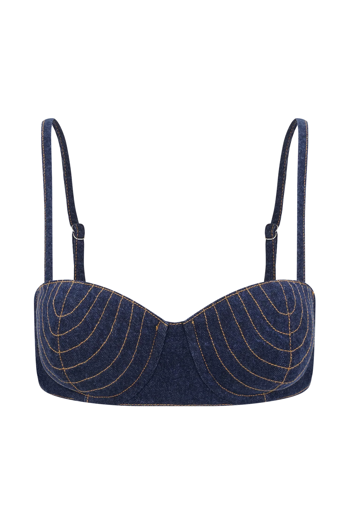 Belle Denim Cropped Bralette Indigo Blue