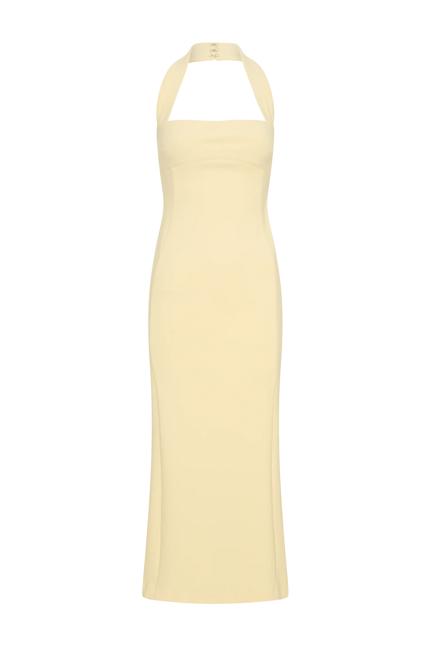 Amelita Suiting Halter Midi Dress Pale Lemon