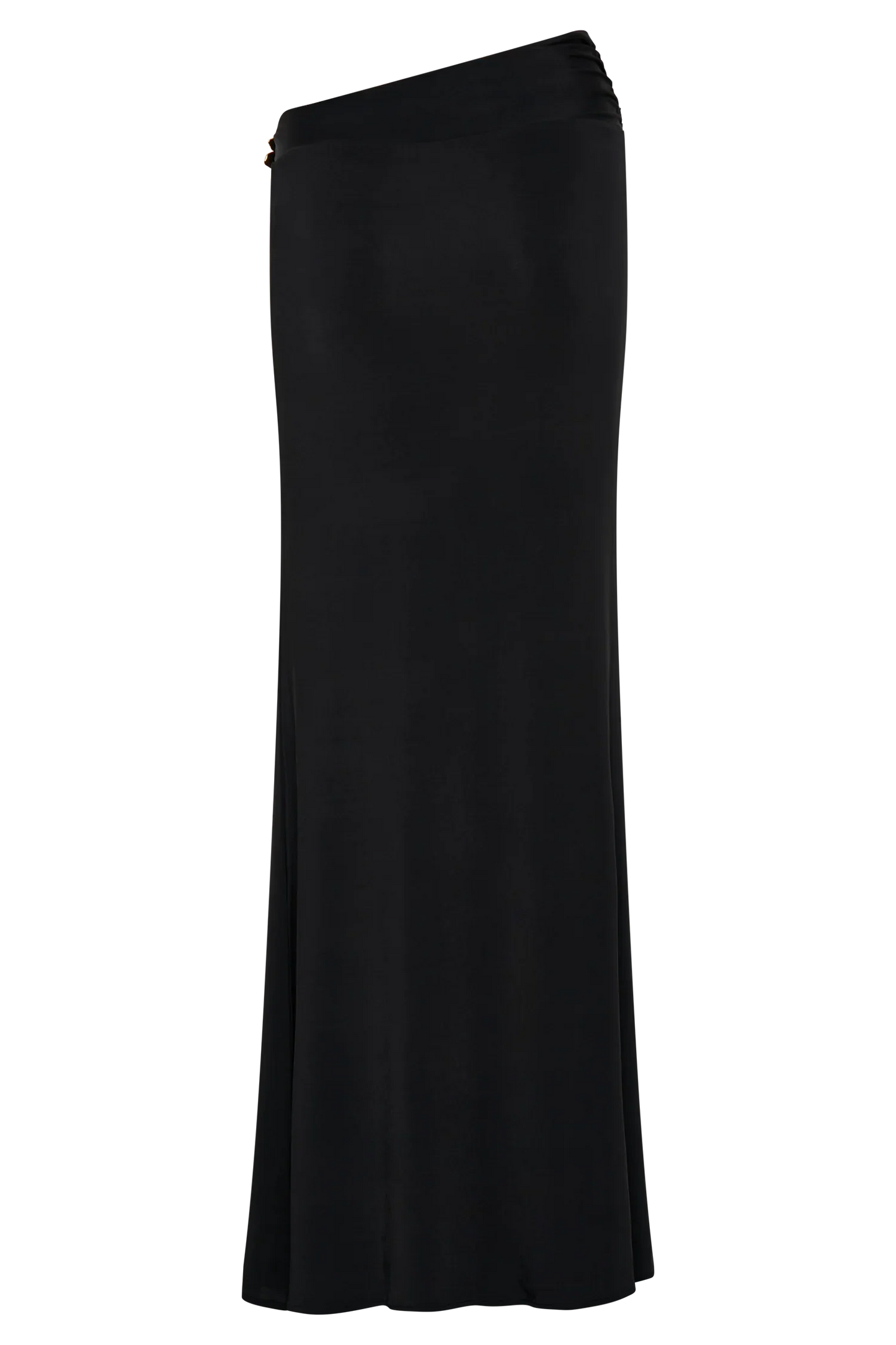 Ainsley Asymmetrical Maxi Skirt With Floral Hardware Black