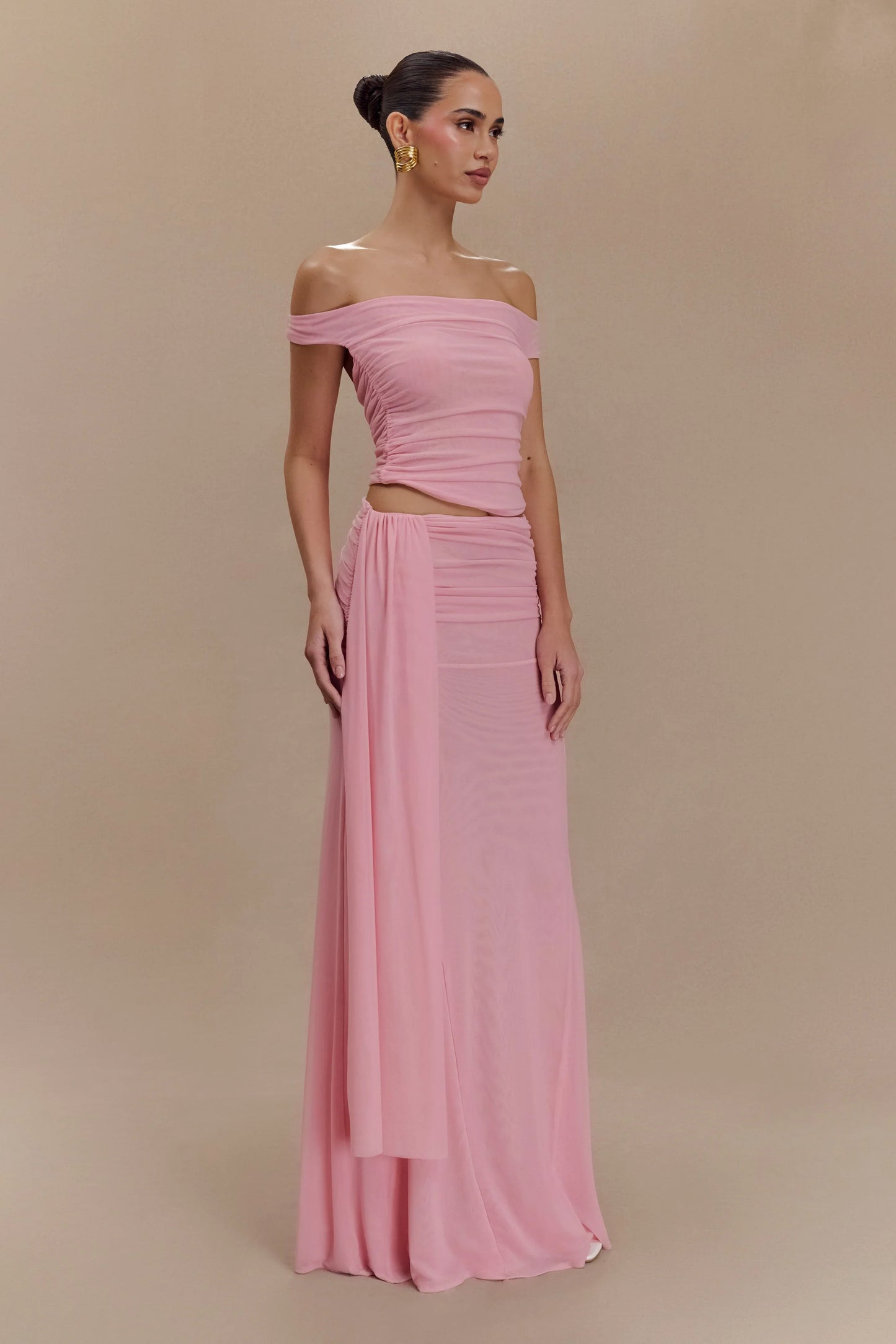 Arna Mesh Maxi Skirt Candy Pink
