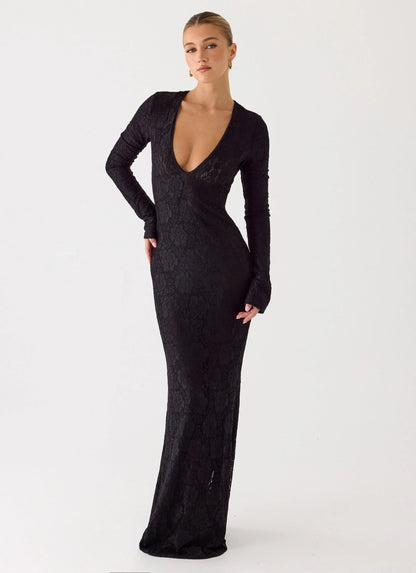 Astoria Long Sleeve Maxi Dress Black