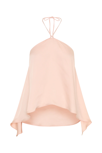 Adelaide Draped Satin Halter Top Peach