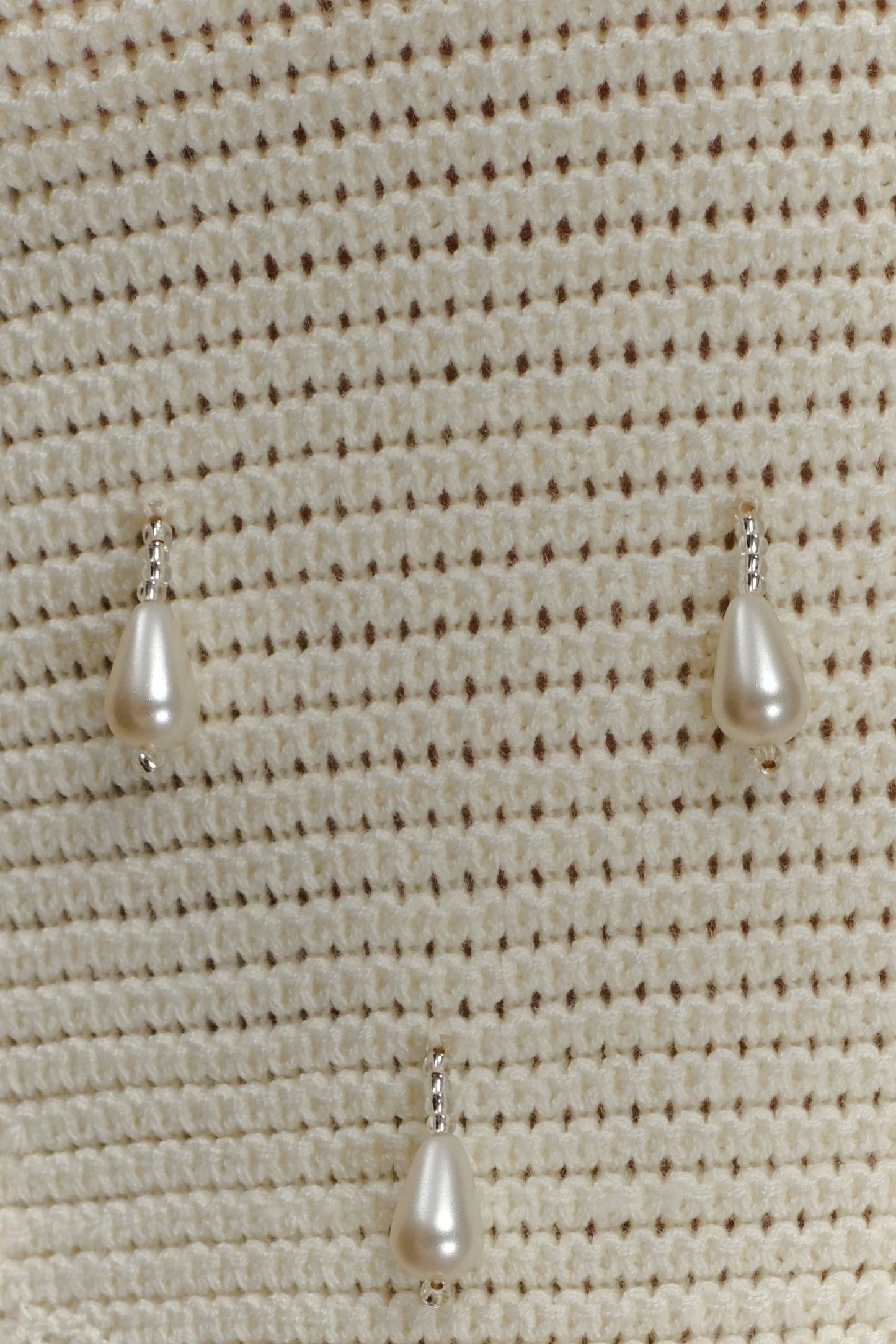 Aletta Knit Pearl Halter Top Ivory