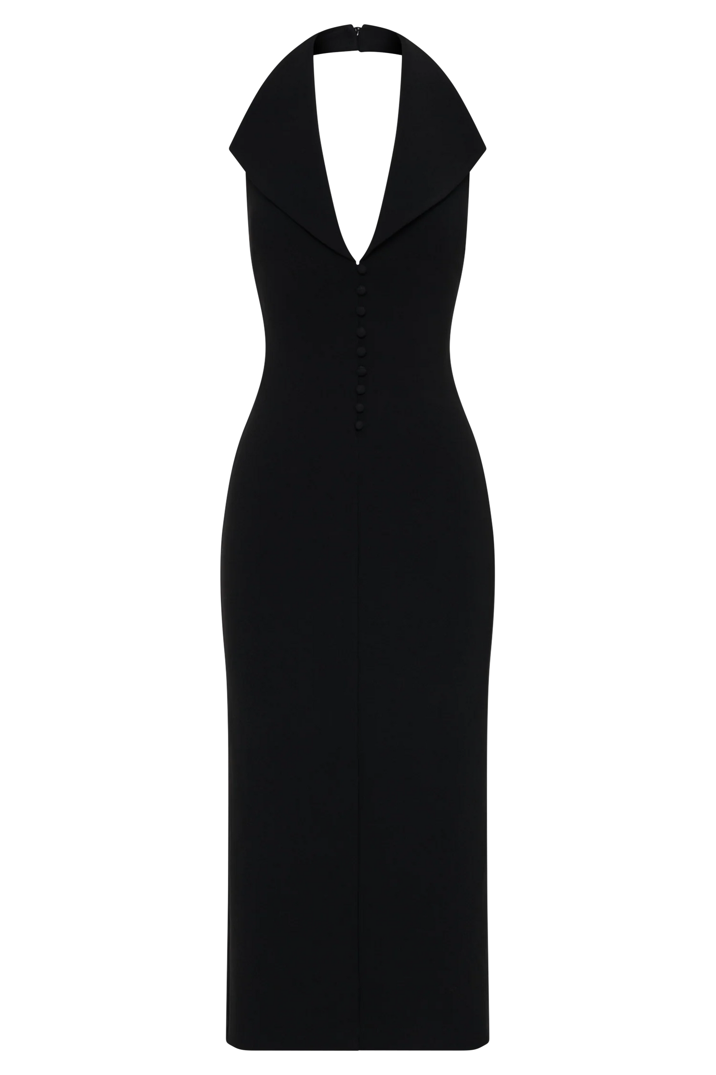 Annita Crepe Halter Midi Dress Black