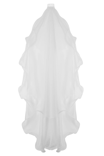 Asteria Draped Chiffon Veil Ivory