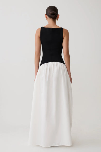 Acacia Contrast Sleeveless Maxi Dress Black White