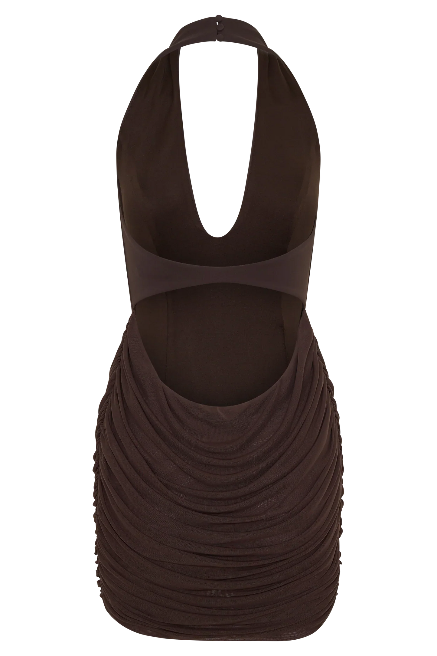 Anari Gathered Scuba Mini Dress Dark Chocolate