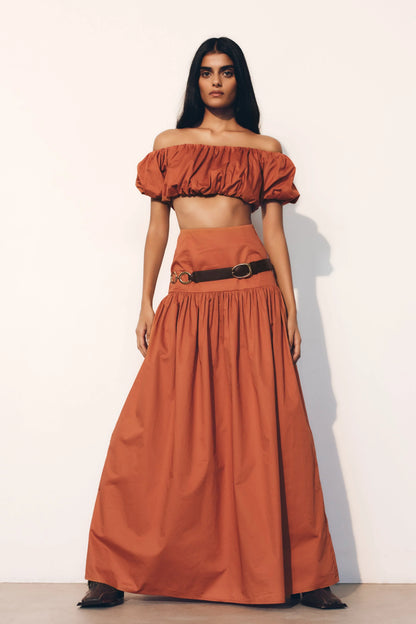 Autumn Maxi Skirt Burnt Orange