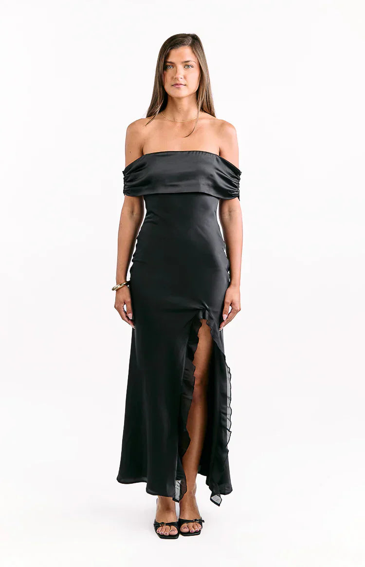 Anica Black Off Shoulder Maxi Dress