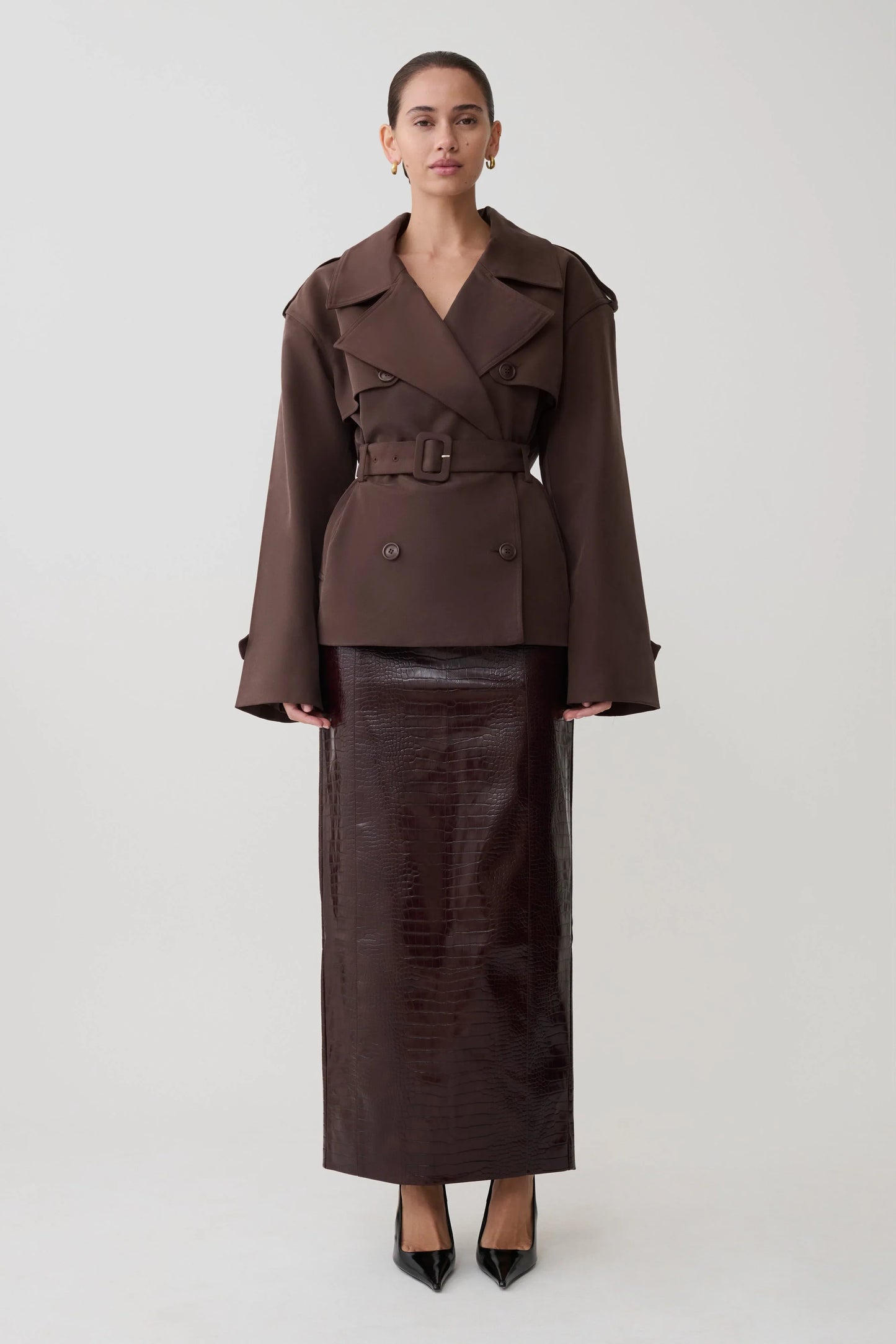 Alden Short Trench Jacket Chocolate