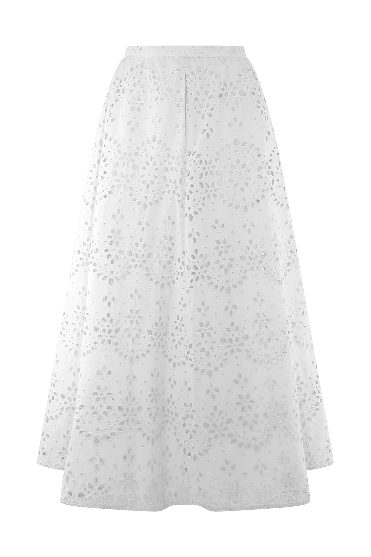 Arla Broderie Midi Skirt White