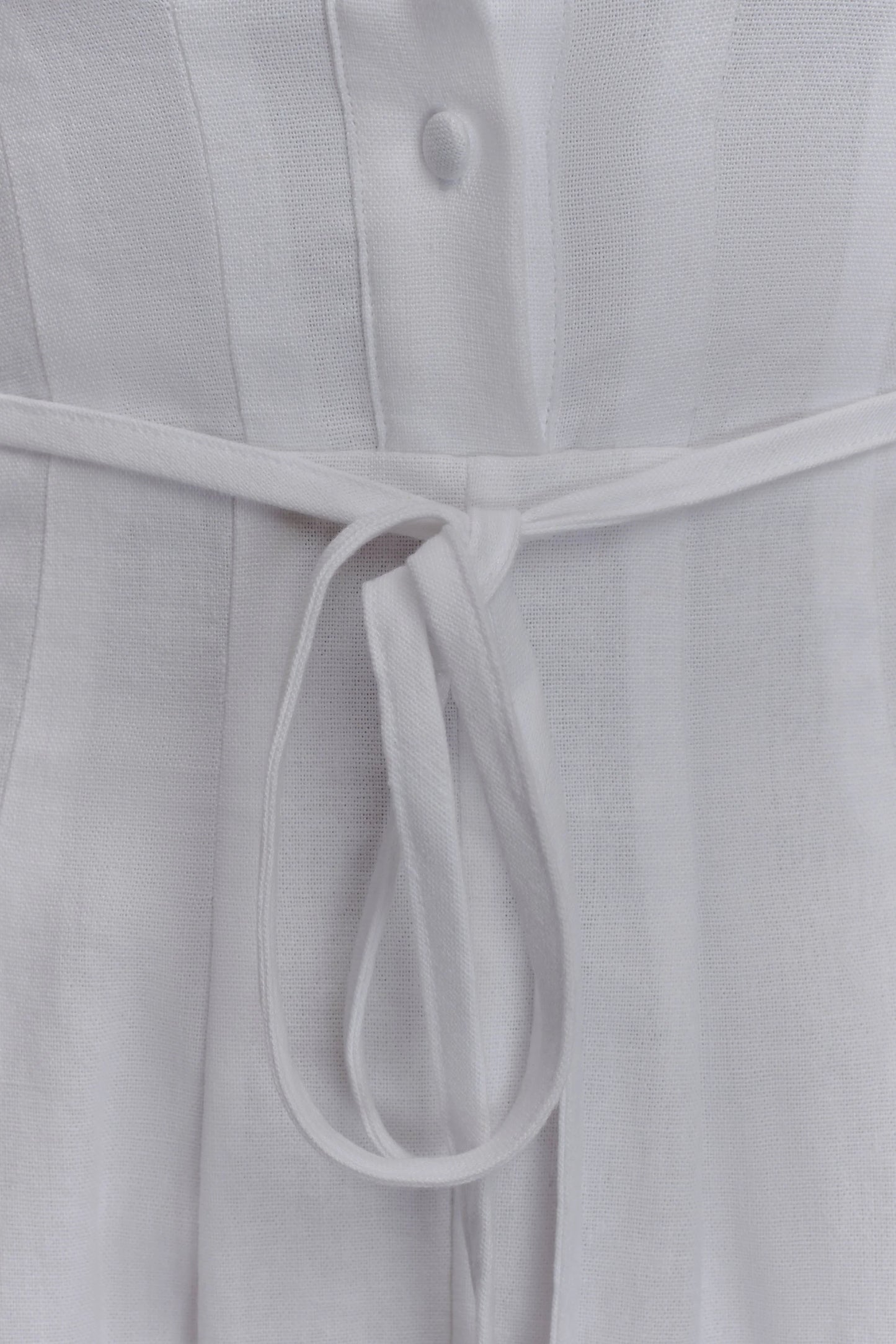 Aysha Buttoned Linen Midi Dress White