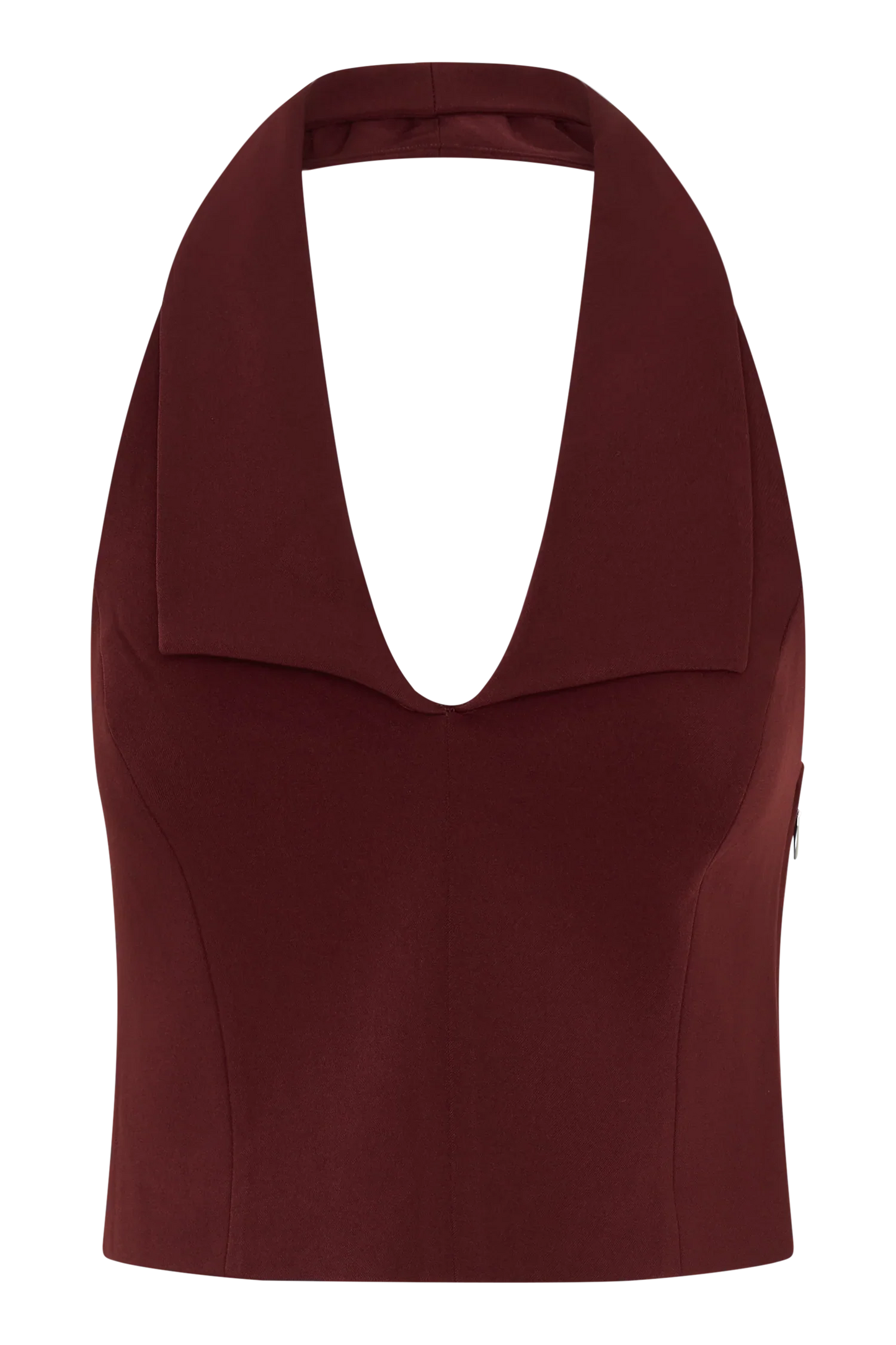 Calla Collared Sleeveless Halter Top Merlot