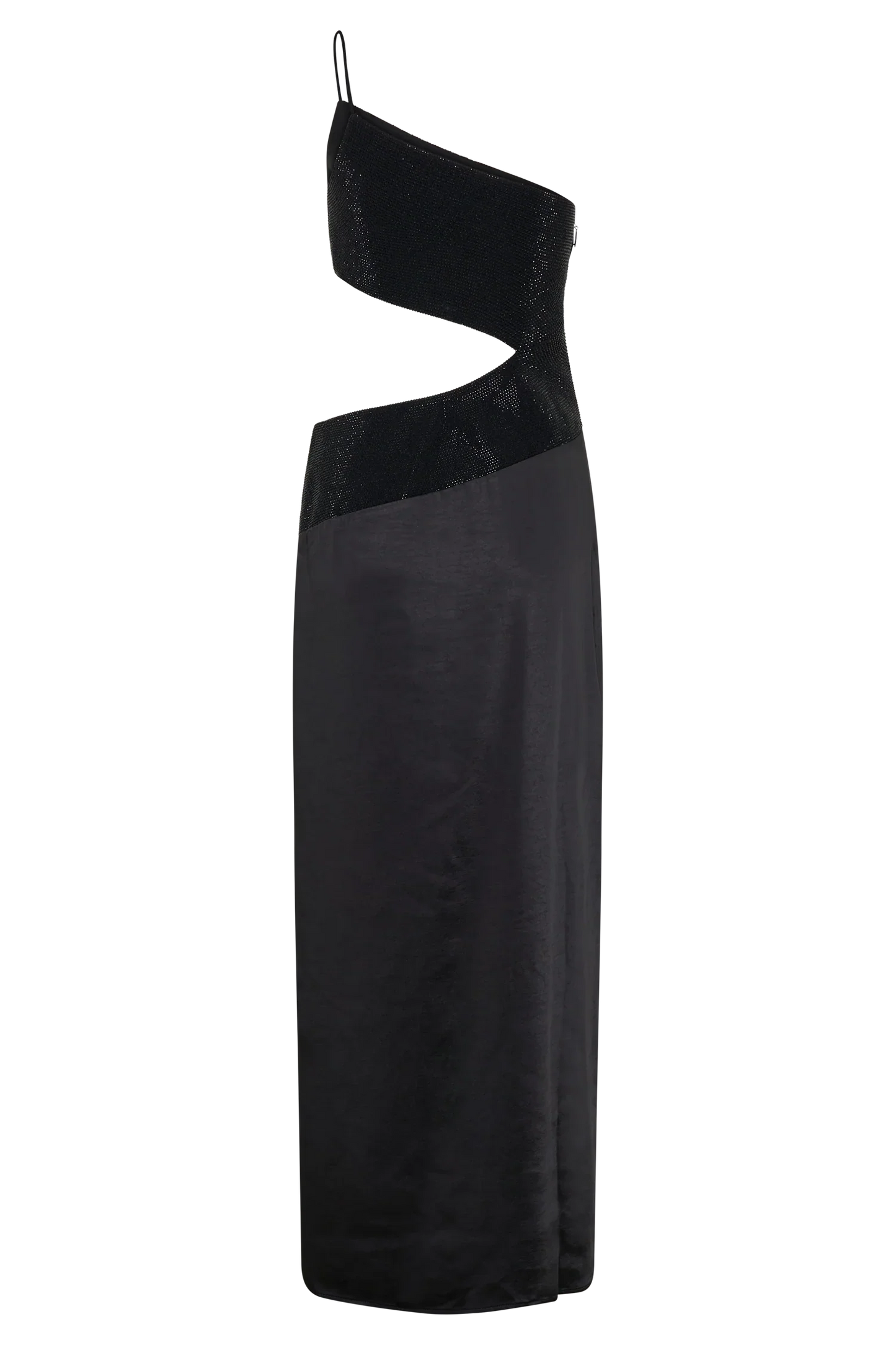 Athena One Shoulder Diamante Maxi Dress Black
