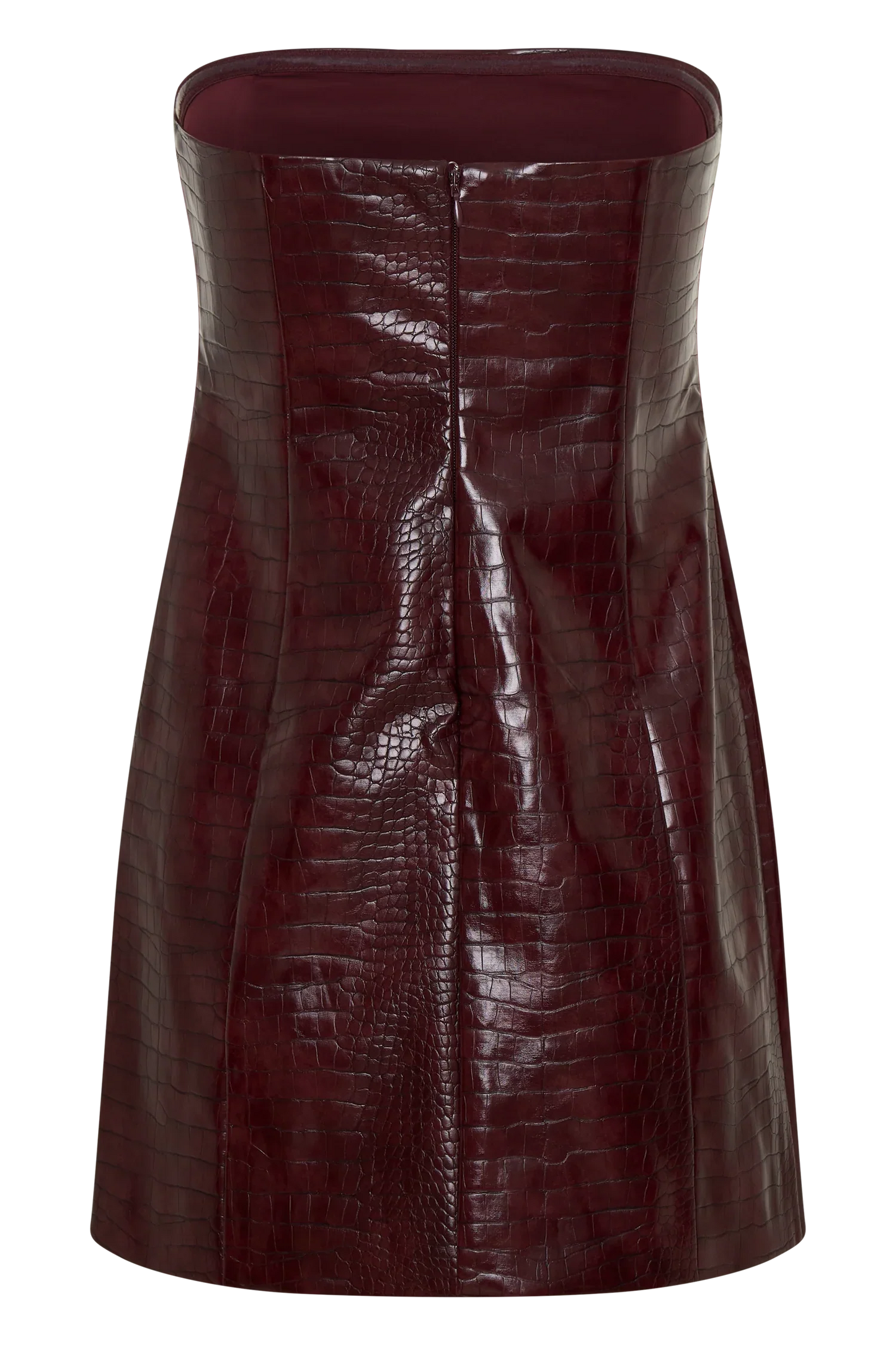 Anouk Faux Leather Strapless Mini Dress Merlot