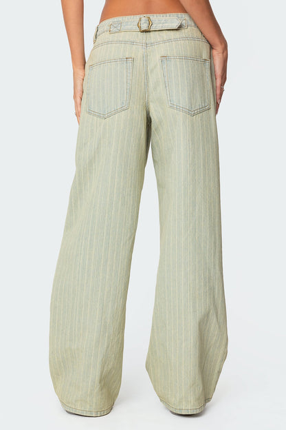 Lannah Textured Low Rise Baggy Jeans