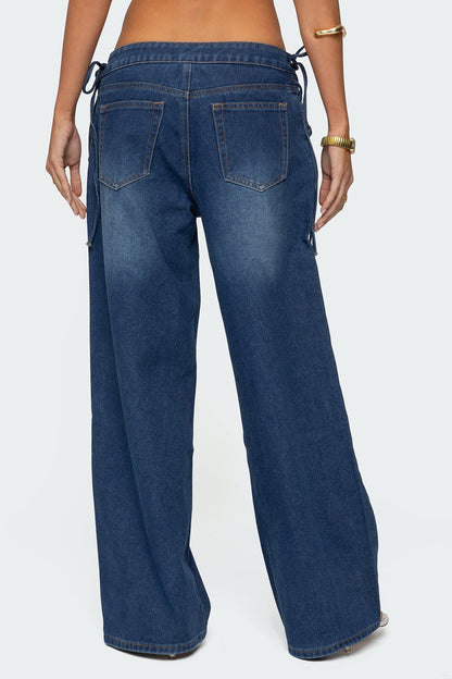 Katt Lace Up Low Rise Baggy Jeans