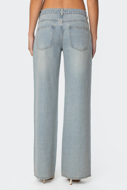 Everly Studded Low Rise Baggy Jeans