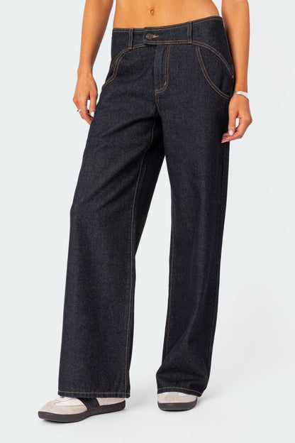 Western Low Rise Wide Leg Jeans