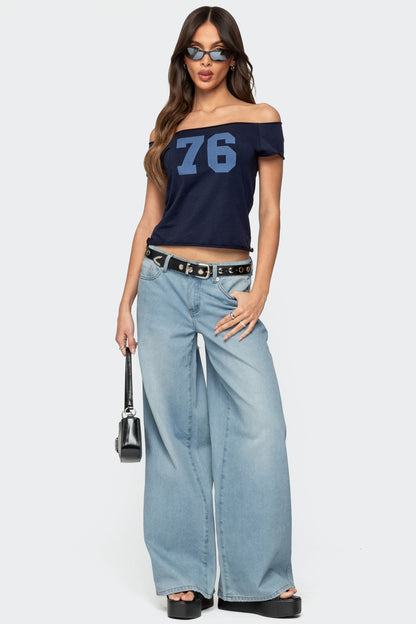 Ripley Distressed Low Rise Baggy Jeans
