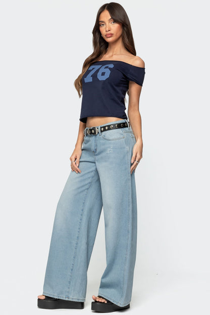 Ripley Distressed Low Rise Baggy Jeans