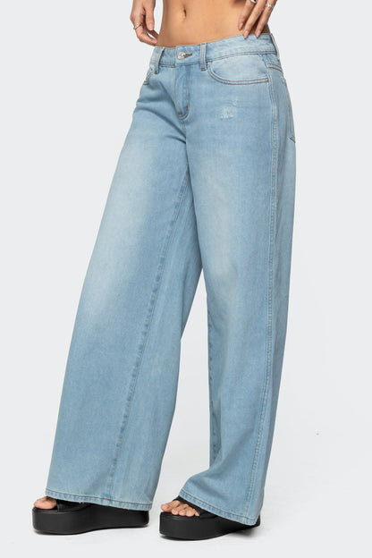Ripley Distressed Low Rise Baggy Jeans