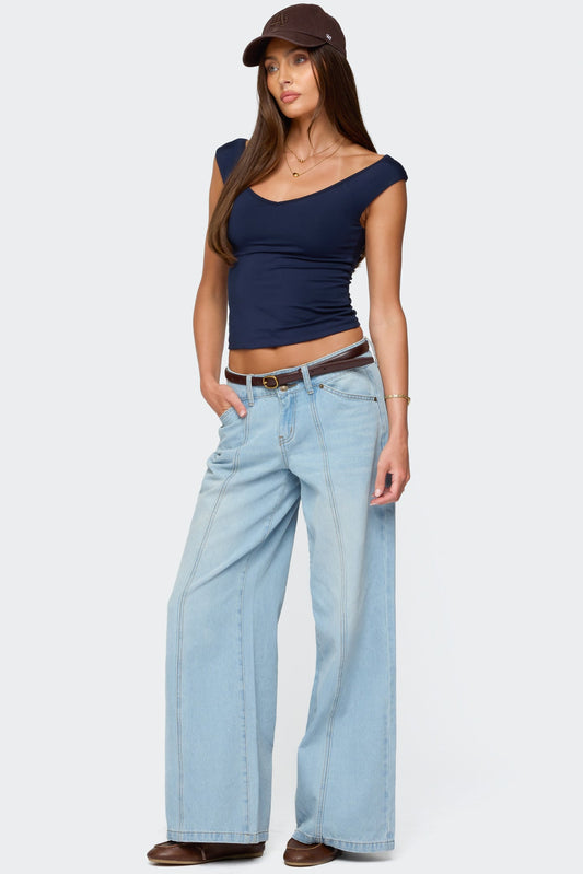 Charlie Panel Stitch Low Rise Bootcut Jeans