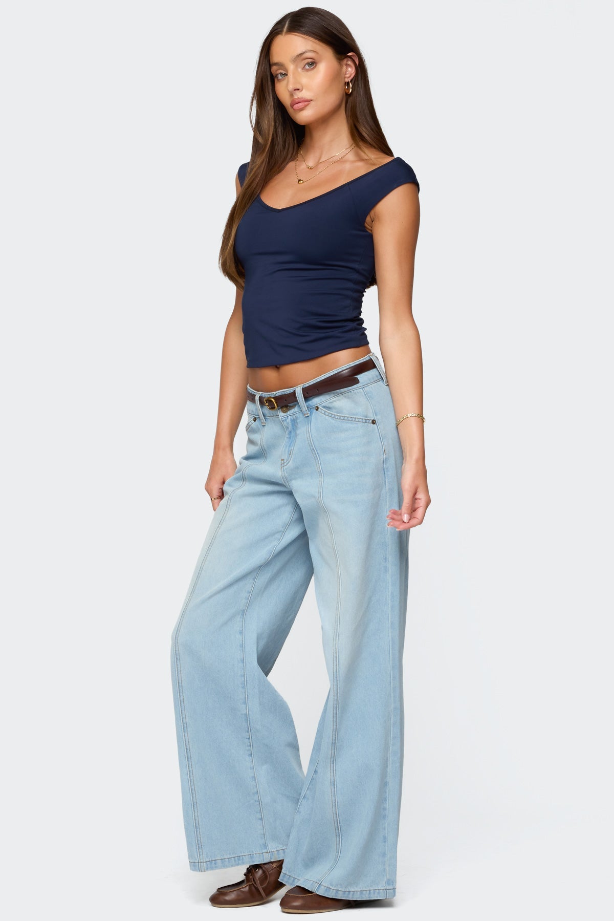 Charlie Panel Stitch Low Rise Bootcut Jeans