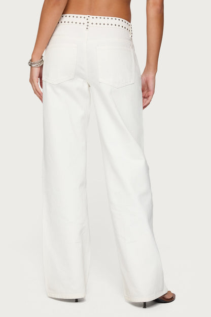 Quincy Studded Low Rise Baggy Jeans