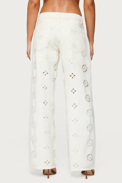 Eyelet Low Rise Baggy Jeans